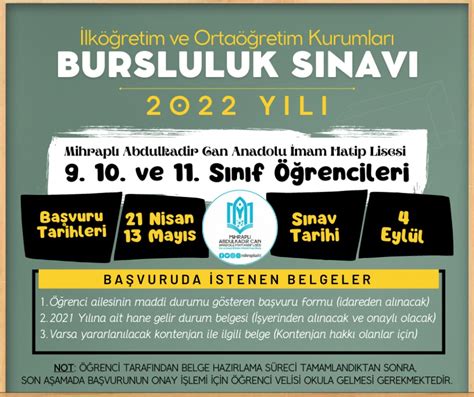 Bursa bursluluk sınavı 2022